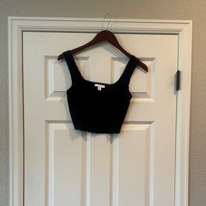 Topshop Black Ribbed Crop Top